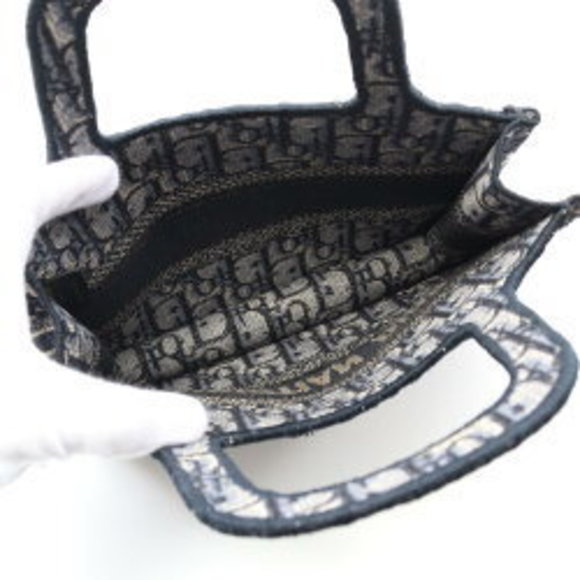 Dior BOOK TOTE Handbag Canvas Navy Blue Beige - Picture 3 of 7